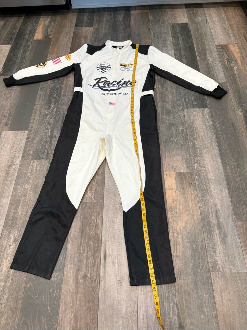 Spirit Racing Jumpsuit Unisex S/M White Black Nascar Moto Costume Coveralls - Picture 5 of 11